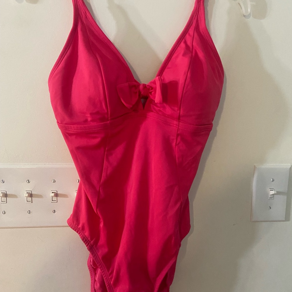 Hot Pink One-Piece Size Medium 8-10 Swimsuit with Bow Detail